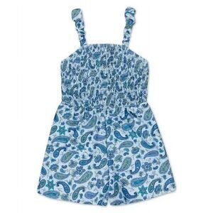 Speechless Big Girls Paisley Print Smocked Romper Sleeveless Light Denim M 8-10